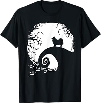 Pomeranian With Moon Halloween T-Shirt