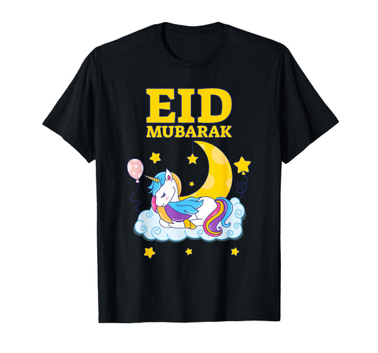Eid Mubarak Present for kids Mom Girls Eid Mubarak Unicorn T-Shirt