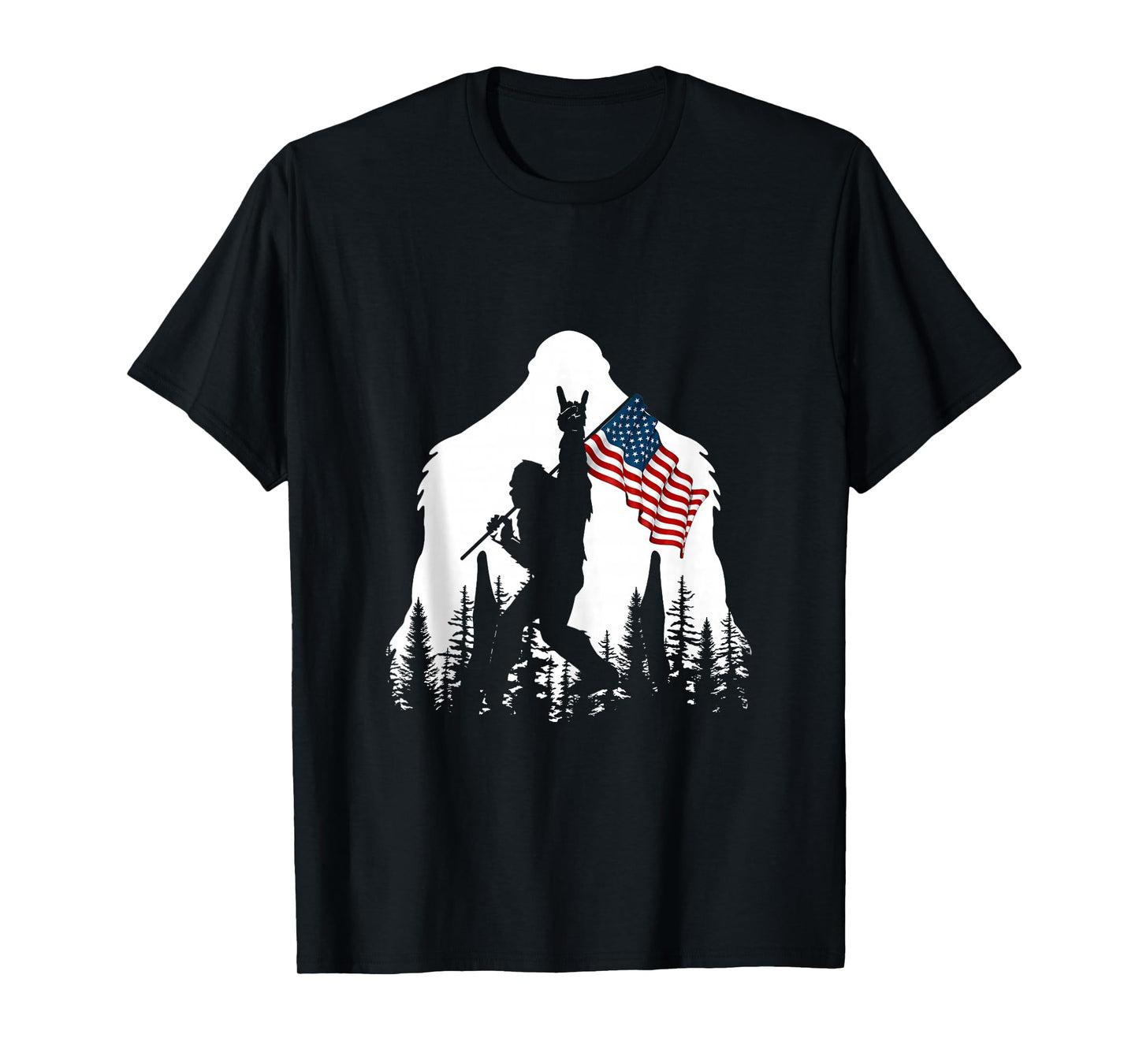 Bigfoot Rock On Hold American Flag Sasquatch Believers Tank Top