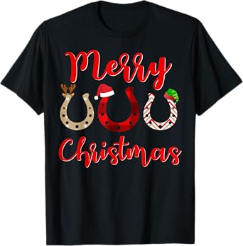 Christmas Horseshoe, Santa Hat, Horse T-Shirt