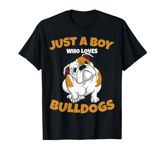 Just A Boy Who Loves English Bulldogs Kids Boys T-Shirt