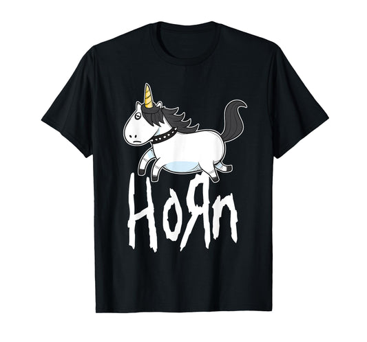 HORN Funny Emo Unicorn Heavy Rock Band Fan T-Shirt T-Shirt