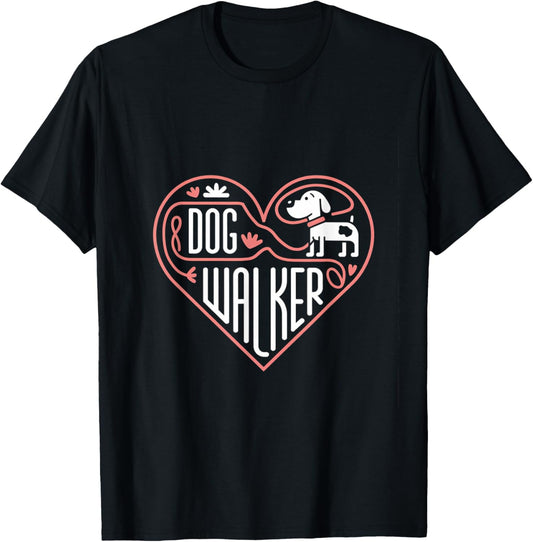 Dog Walker Heart Design with Cute Dog T-Shirt