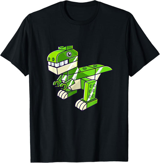 Dinosaur T Rex Master Builder Building Blocks Boys Kids T-Shirt