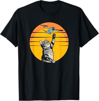Cat Chasing Drone / Drone Catcher / Animal Fun / Funny Cat T-Shirt for Men Women Kids