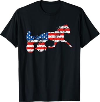 Vintage Harness Racer USA Flag Trotting Horse Harness Racer T-Shirt