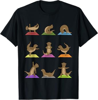 Otter Yoga T-Shirt Funny Otter In Yoga Poses Sports Tee