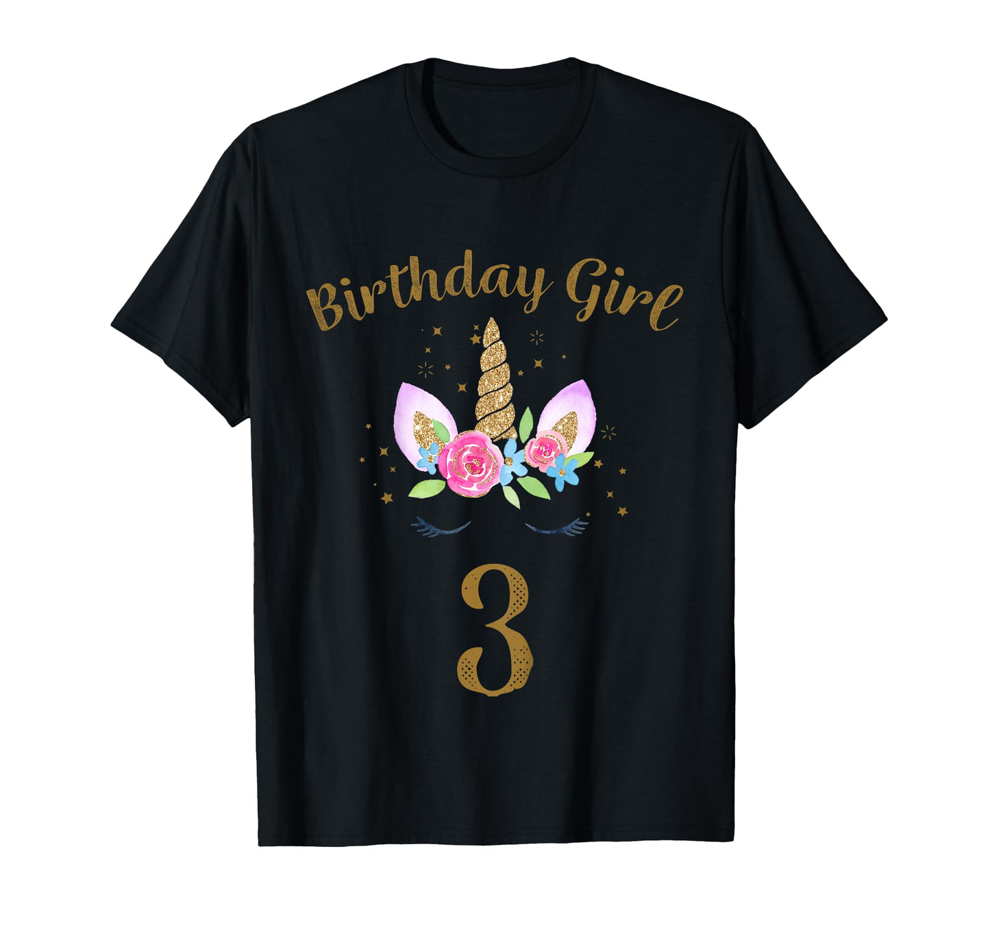 3rd Birthday Girl Unicorn Shirt Third Birthday Outfit T-Shirt