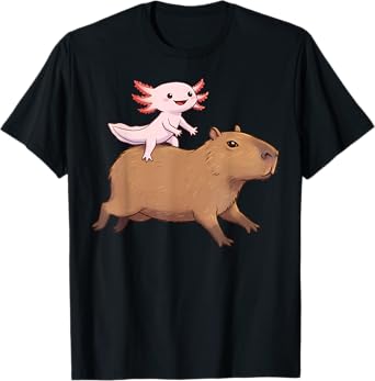 Funny Kawaii Axolotl and Capybara Lover Kids Girls Men Women T-Shirt
