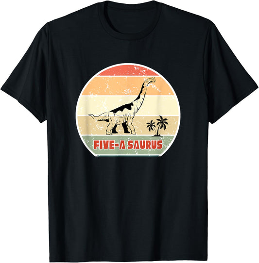 5 Year Old Dinosaur Birthday 5th Long Neck Five-A Saurus T-Shirt