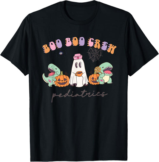 Boo Boo Crew Pediatrics Nurse Dinosaur Halloween PEDS Crew T-Shirt