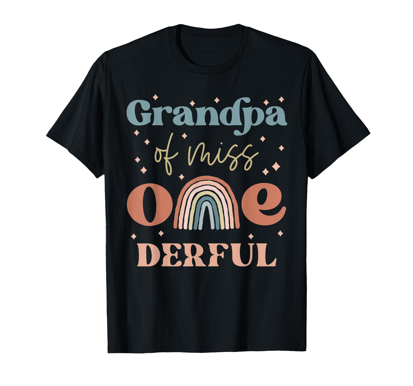 Grandpa of Miss Onederful Boho Rainbow 1st First Birthday T-Shirt