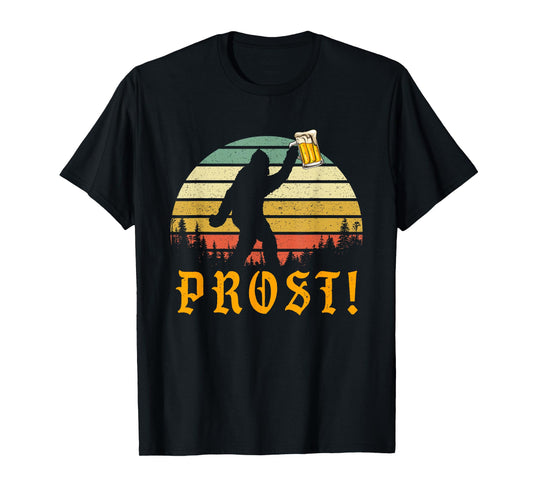 Vintage PROST! Bigfoot Yeti Drinking Beer German Oktoberfest T-Shirt