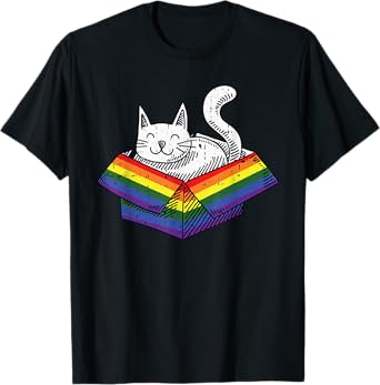 Gay Cat Pride Rainbow Cute Kitten Kitty Proud LGBT-Q Ally Men Women Kids T-Shirt