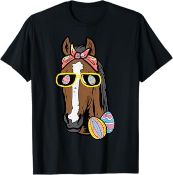 Easter Horse Face Cowgirl Equestrian Women Girls Kids Teen T-Shirt