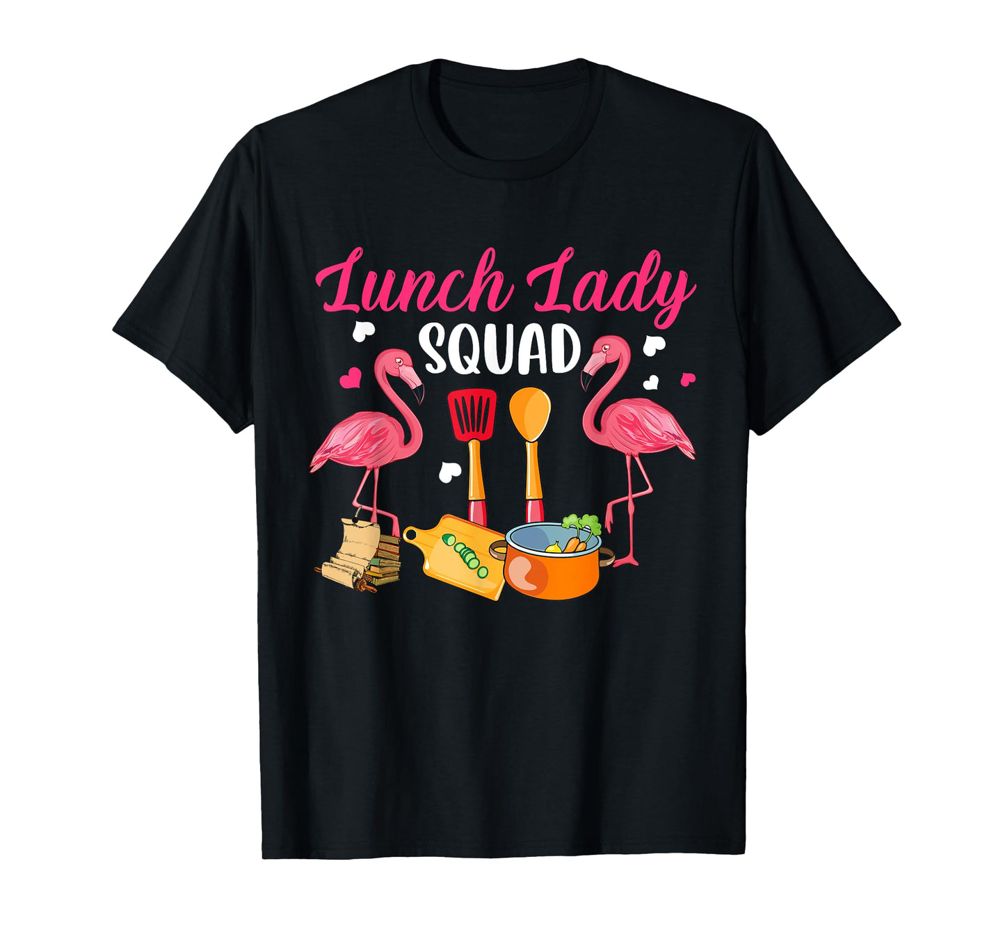 Lunch Lady Squad Couple Cute Flamingos Matching Proud Job T-Shirt