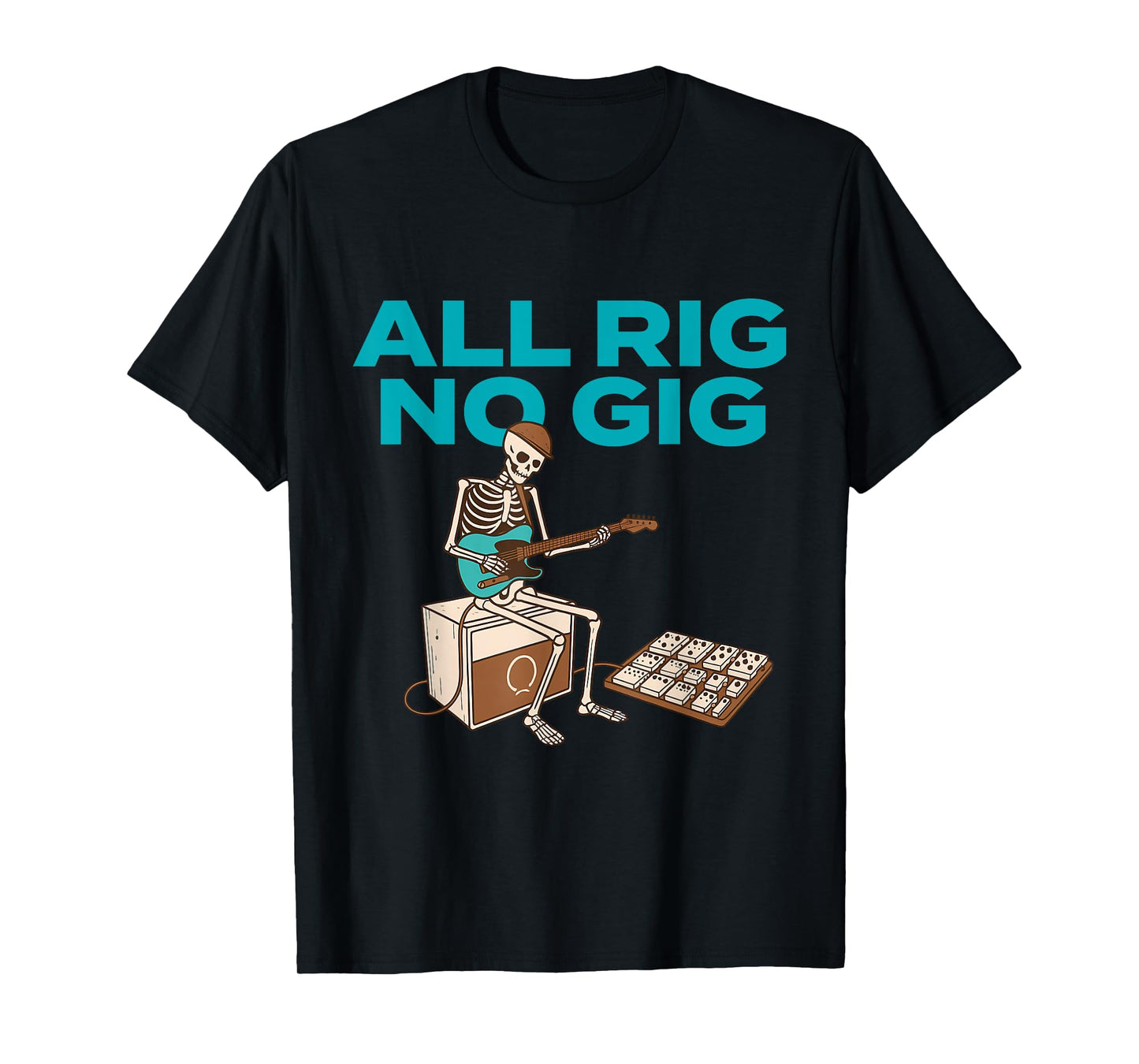 All Rig No Gig - Vintage Skeleton Playing Electric Guitar T-Shirt