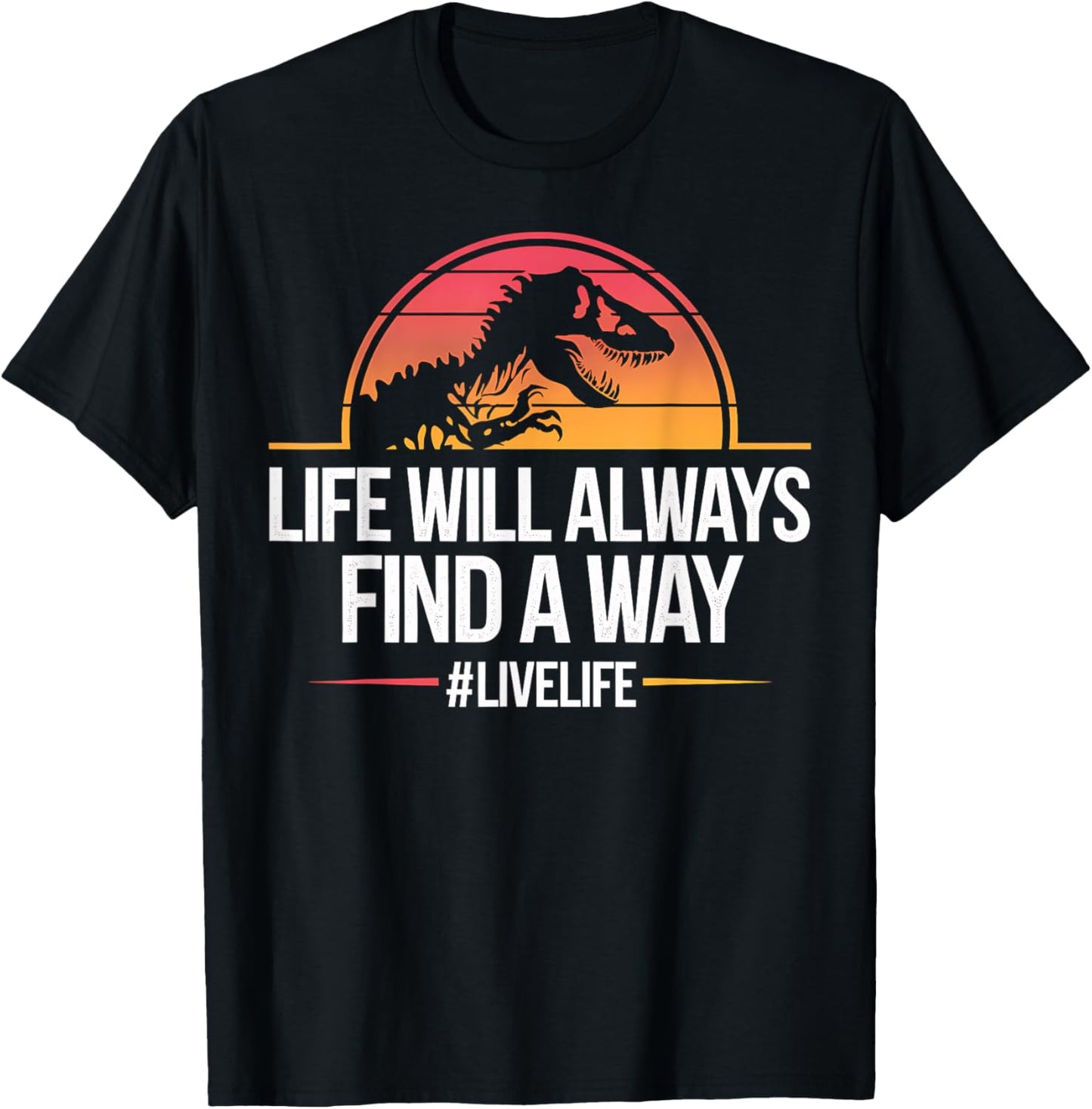 Dinosaur Life Always Find Retro Sunset T-Shirt