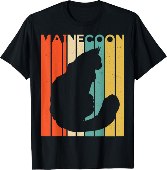 Retro Vintage Maine Coon Cat Silhouette Maine Coon Lover T-Shirt