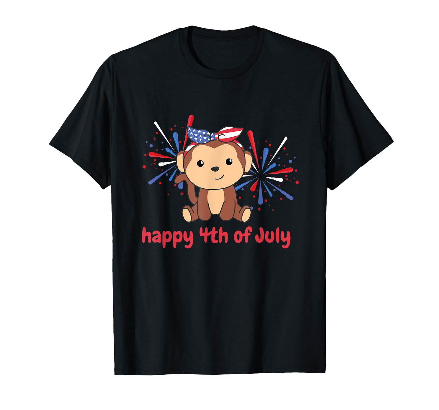 4th Of July American Monkey For Kids Usa Fireworks Monkey T-Shirt