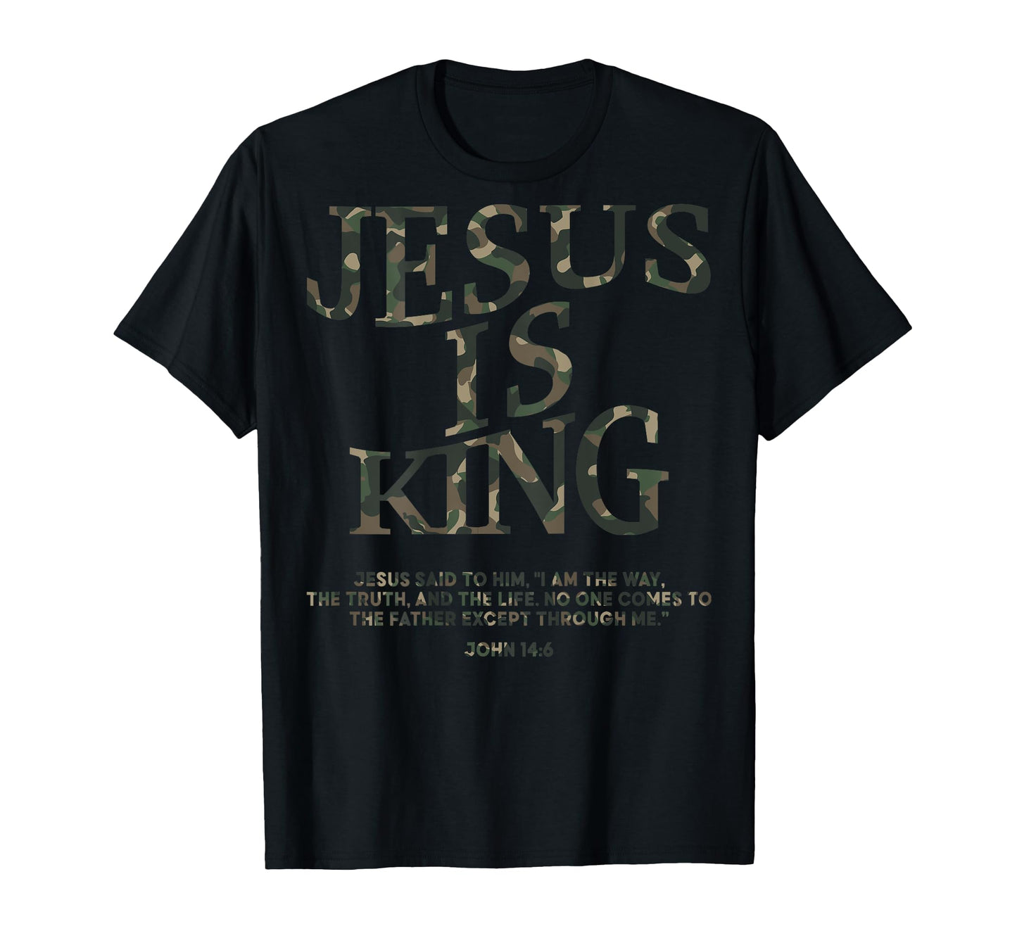 Camo Jesus Is King White Christian Youth Men God Son Brother T-Shirt