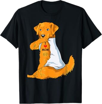I Love Mom Tattoo Golden Retriever Mom Dog Lover Women T-Shirt