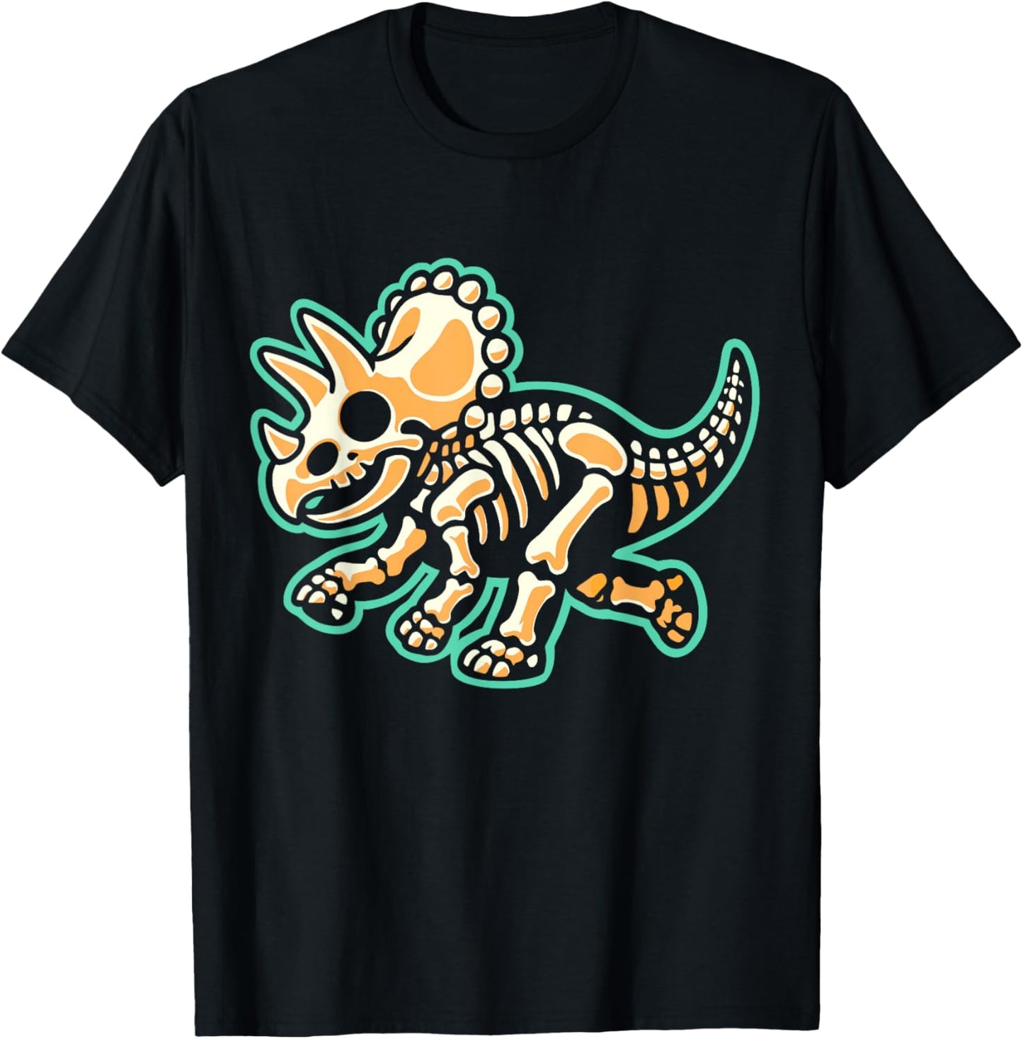 Retro Dinosaur Skeleton Triceratops Xray Boys Kids T-Shirt