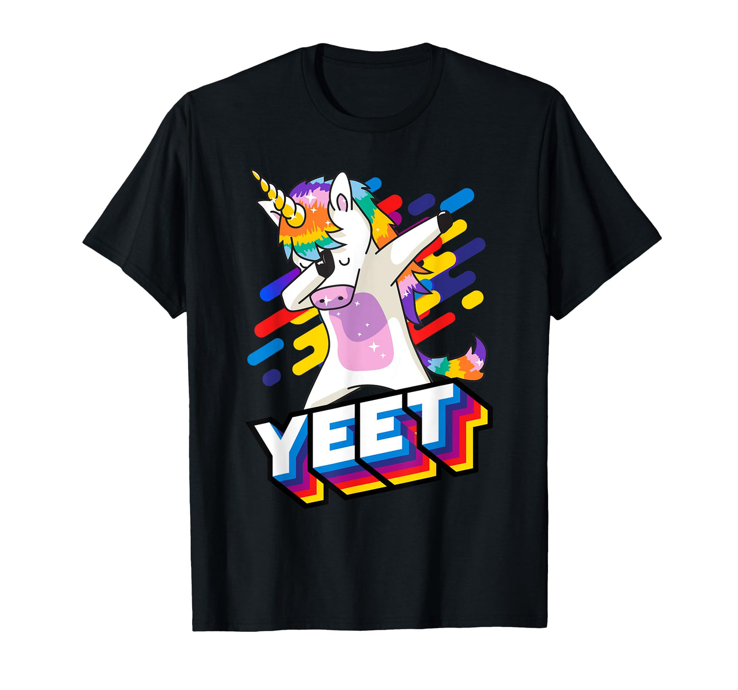 Colorful Dabbing Dancing Unicorn Celebration Yeet T-Shirt