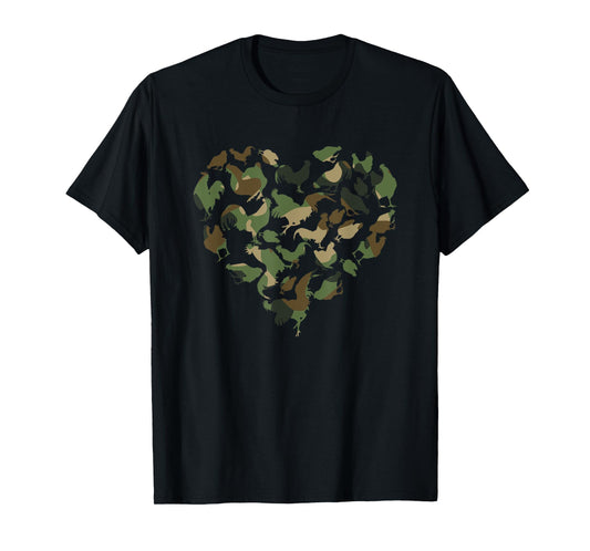Camouflage Chicken Camo Chicken Whisperer Heartshape Heart T-Shirt