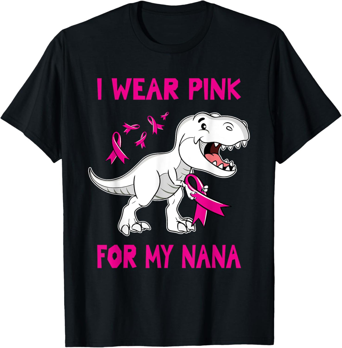 I Wear Pink For My NANA TRex Dinosaur Pink Ribbon Toddler T-Shirt