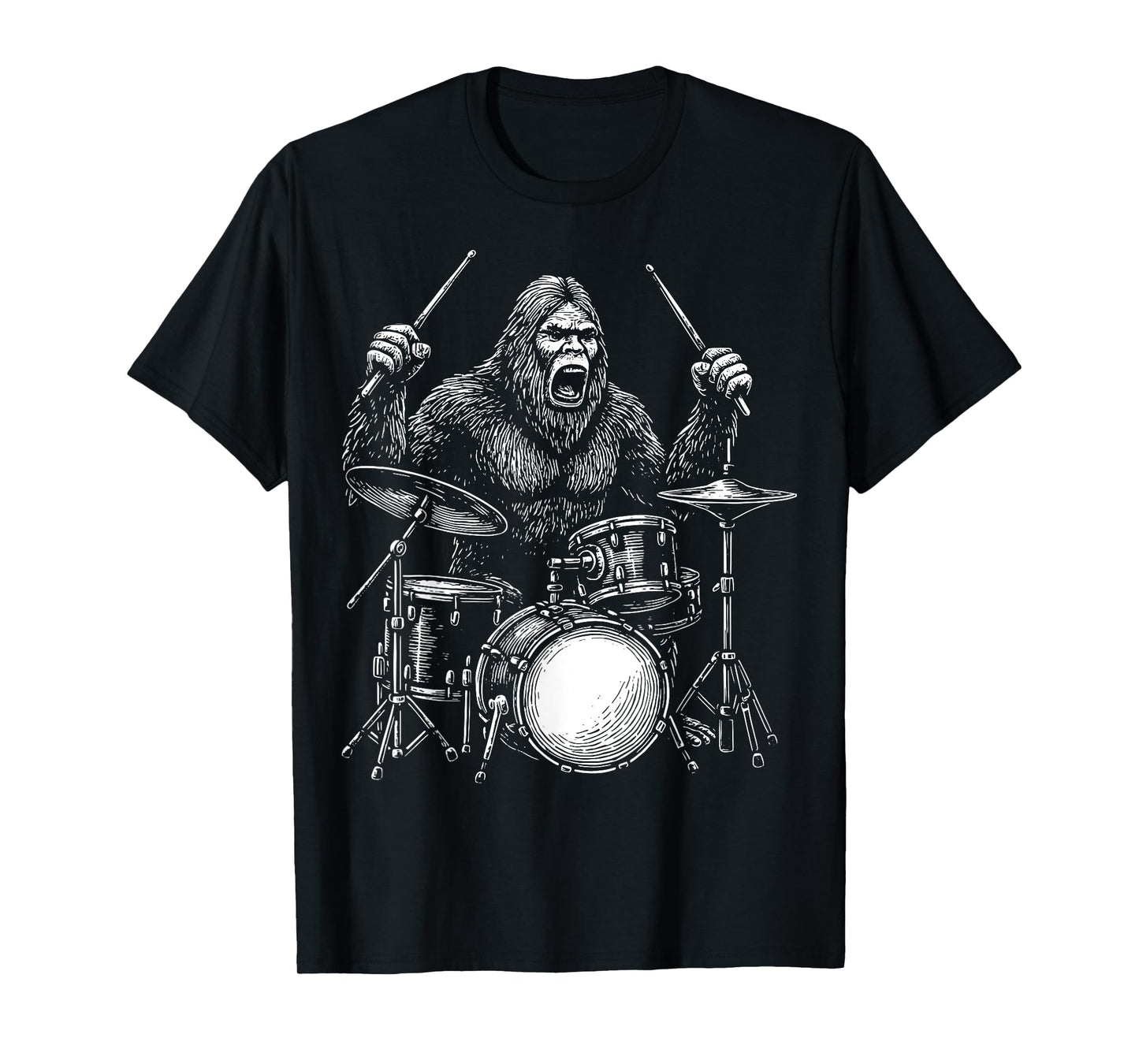Bigfoot Drummer Sasquatch Drums T-Shirt