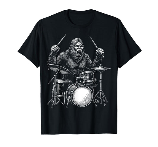 Bigfoot Drummer Sasquatch Drums T-Shirt