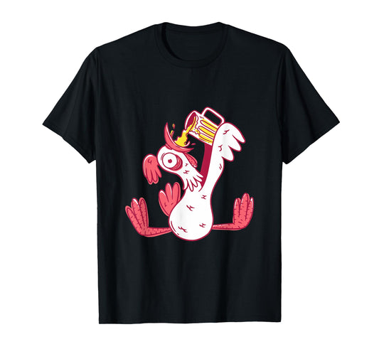 Funny Drunk Rooster Animal Chicken Beer Alcohol Party Gift T-Shirt
