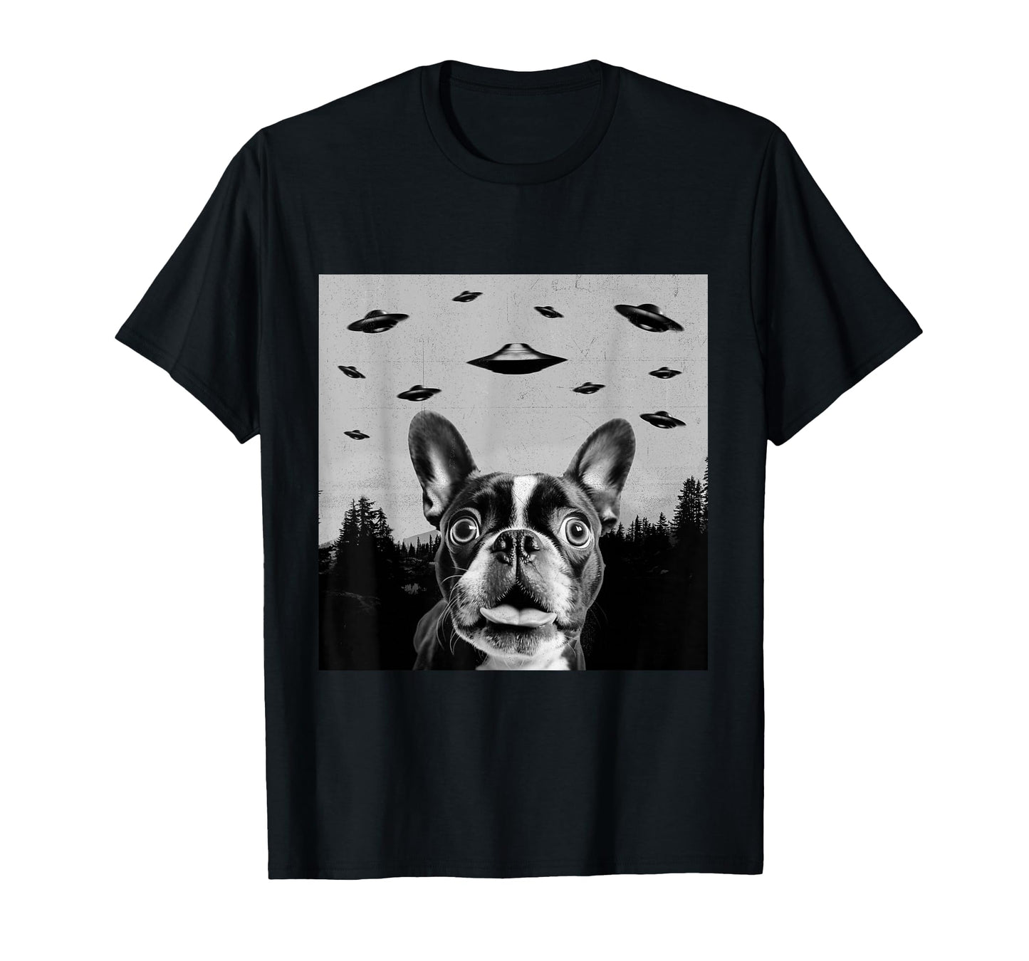 Alien UFO Funny Frenchton Dog Lover Men Women Kids T-Shirt