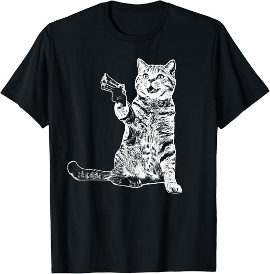 Gun Kitty Funny Cat T-Shirt T-Shirt