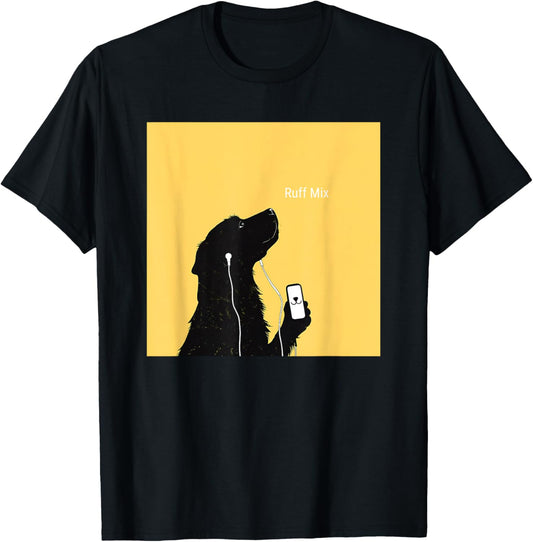Ruff Mix Music Player Black Dog Lover Retro Throwback Gift T-Shirt