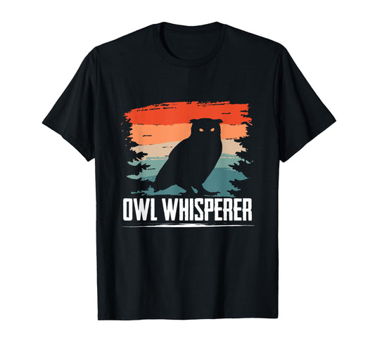 Owl Whisperer Retro Ornithologist Silhouette T-Shirt