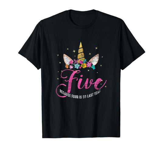 5 Years Old Birthday Girl Gifts Unicorn 5th Birthday T-Shirt