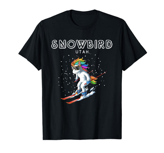 Snowbird Utah - Unicorn USA Ski Retro Gift T-Shirt