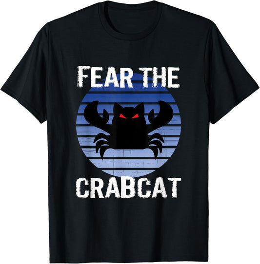 Funny Crab Cat Cryptozoology T-Shirt - Unisex-Adults - Black - Short Sleeve - Small