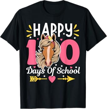 100 Days Of School Horse 100th Day Smarter Teacher Kids T-Shirt