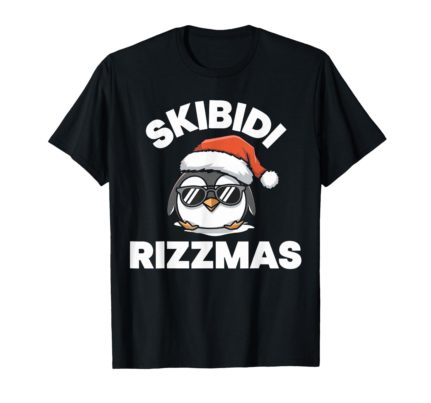 Skibidi Rizzmas Funny Gen Alpha Slang Christmas Penguin T-Shirt