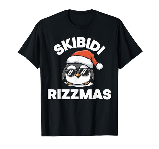 Skibidi Rizzmas Funny Gen Alpha Slang Christmas Penguin T-Shirt