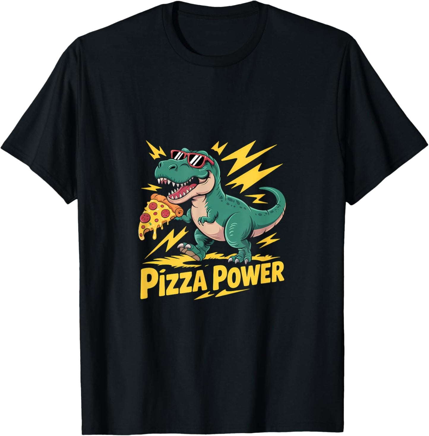 Pizza Power Dino – Funny T-Rex Foodie Art T-Shirt
