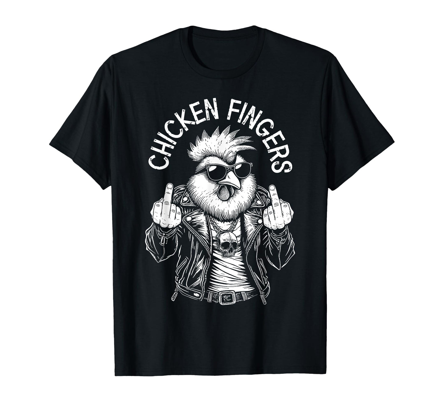 Grandio Design Introverted Intellectual Gifts Chicken Fingers Funny Adult Middle Finger Rude Rooster T-Shirt