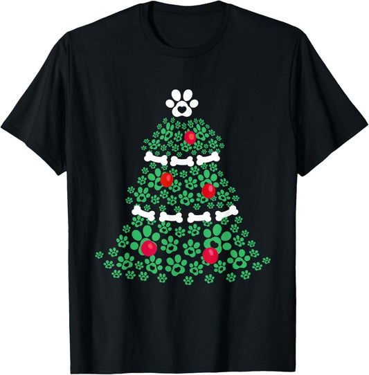 Cute Xmas Dog Paw Christmas Tree Puppy Lovers Men Women Kids T-Shirt