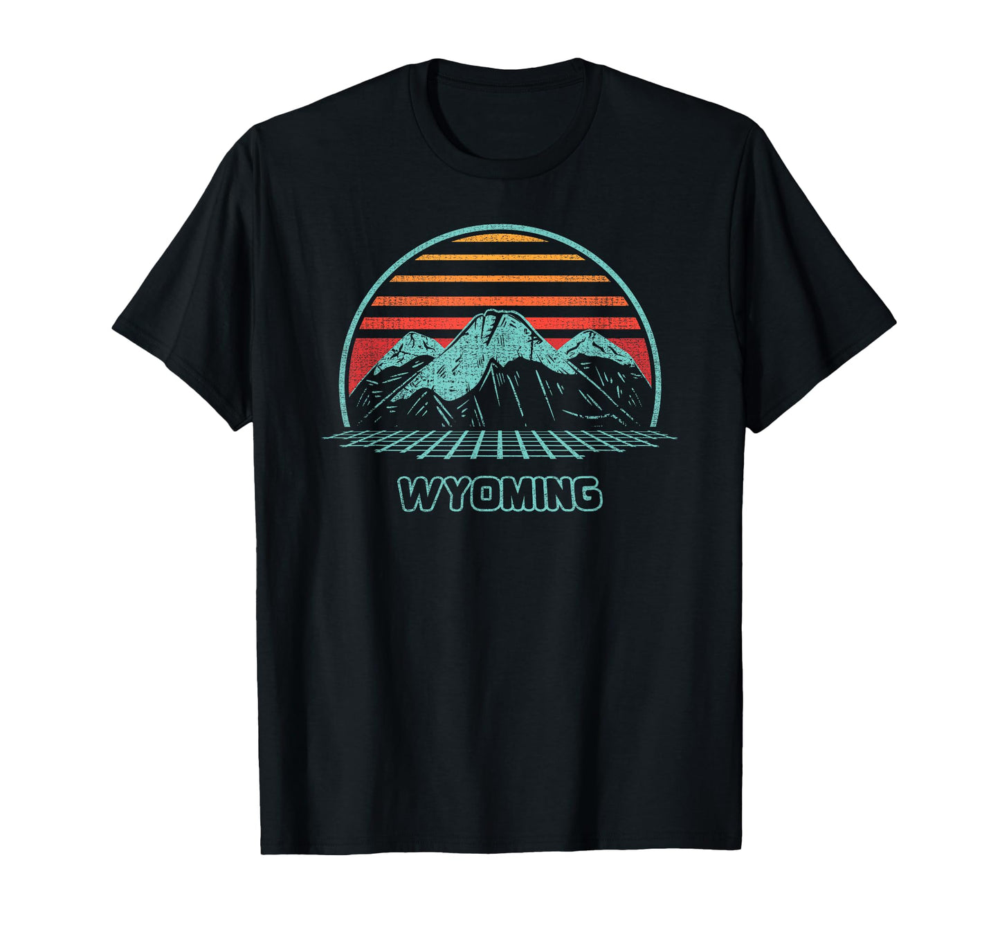 Wyoming Retro Mountain Hiking 80s Style T-Shirt