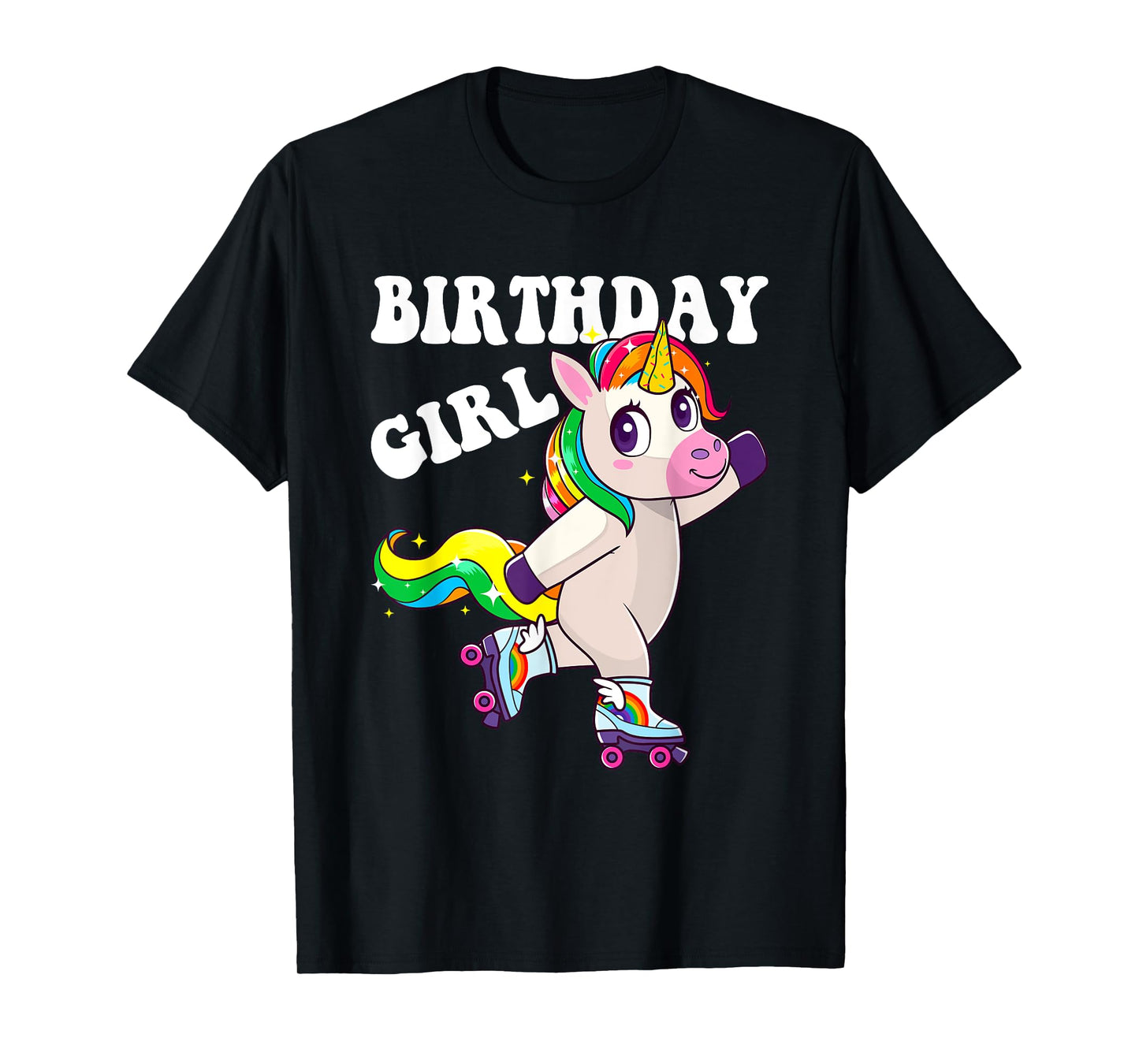Roller Girl Unicorn Retro Birthday Rolling Skates Girls Kids T-Shirt