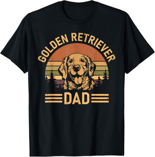 Dog Golden Retro Vintage Golden Retriever Dad T-Shirt