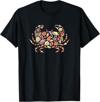 Crab Lover - Retro Seashells Crab T-Shirt
